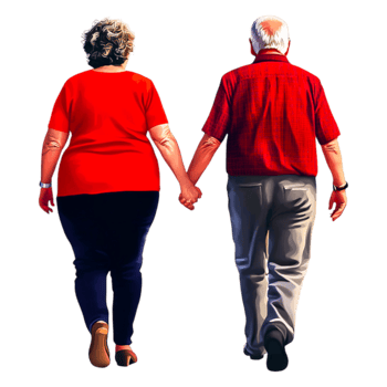 Senior Couple Walking Hand in Hand, Enjoying Outdoor Stroll Together png