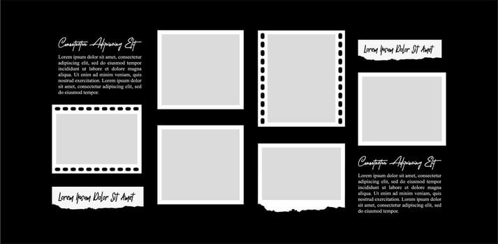 Picture Untidy photo frame collage template vector