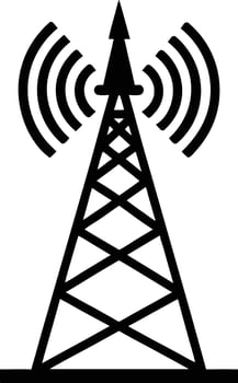 High-Tech Transmitting Tower Silhouette Available on EPS File vector