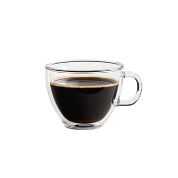 A Glass Mug Filled With Dark Coffee. isolated png