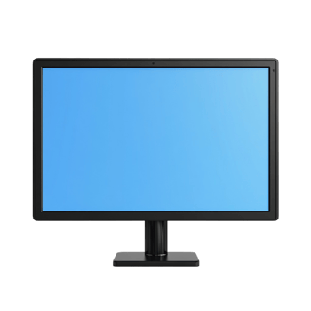 Computer Monitor with Blank Blue Screen on Transparent Background png