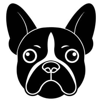 Sad French Bulldog Face Icon Silhouette, Heartfelt Dog Expression vector