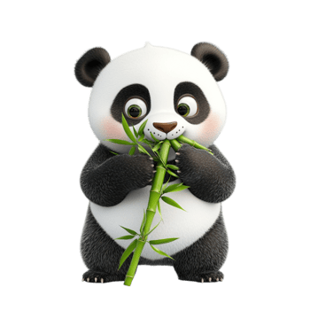 Cute panda bear holding bamboo with a joyful expression symbolizing nature and the peaceful charm of this beloved species png
