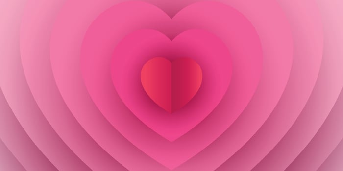 Creative concept of Happy Valentines Day web banner or header. Modern abstract art design with heart depth and shadow. Template for celebration, ads, branding, banner, cover, label, poster, sale vector