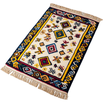 A rug with colorful geometric designs on transparent background png