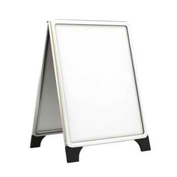 Blank white Aframe signboard standing upright symbolizing advertising and the simple yet effective display for businesses png