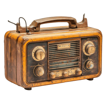 Vintage wooden radio on display, showcasing retro design and craftsmanship from mid-20th century Americana isolated on transparent background png