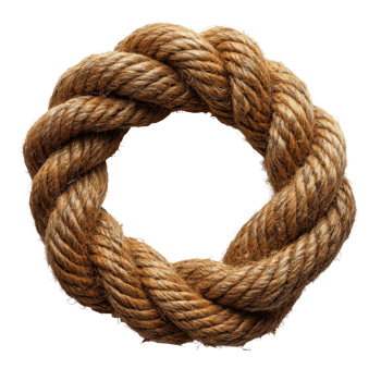 Decorative rope wreath showcasing intricate weaving and natural fibers for rustic home decor isolated on transparent background png