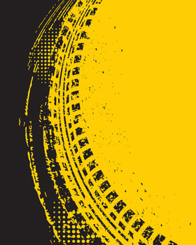 Abstract grunge tire tracks black and yellow background vector
