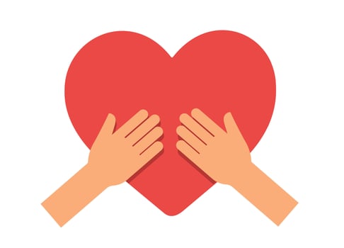 hands hold heart vector