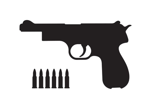 illustration of gun and bullets vector