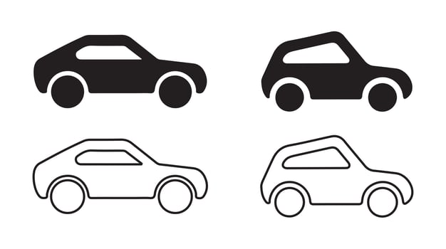 Car icons set. Ideal for automotive designs, transportation themes graphics, and vehicle. illustrations. vector