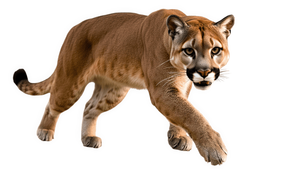 A majestic puma gracefully walking, showcasing its powerful presence png