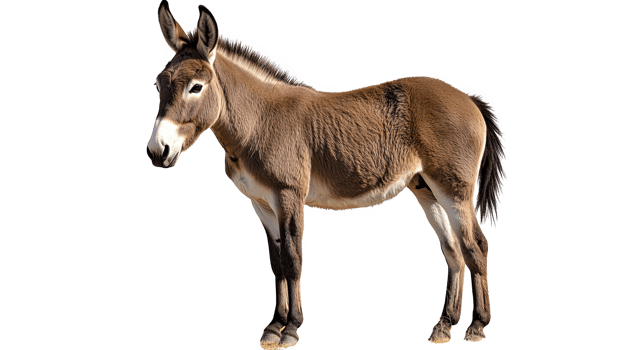 A brown dkey standing , showcasing its features and characteristics. png