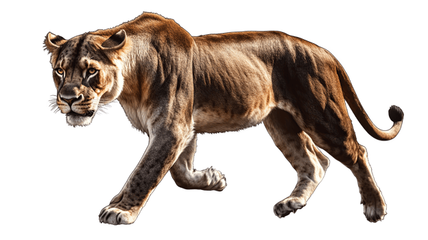 A majestic liess walking gracefully png