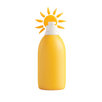 Bright yellow sunscreen bottle reflects summer care and protection from harmful rays png