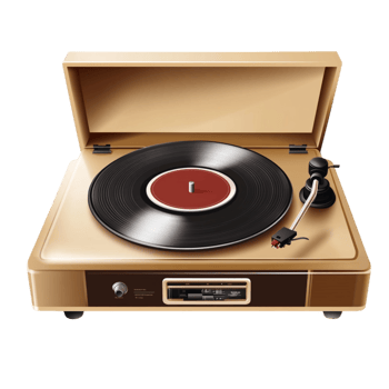 Classic vinyl record player with a spinning disc symbolizing nostalgia music and the vintage charm of timeless sound and audio heritage png