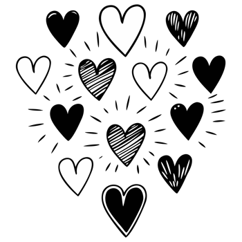 Hand-Drawn Heart Illustration Black and White Love Doodle Romantic Digital Sketch for Valentine Wedding and Relationship Designs png