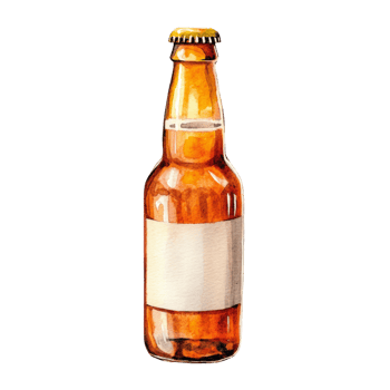 Watercolor Painting Of A Beer Bottle With A Blank Label png