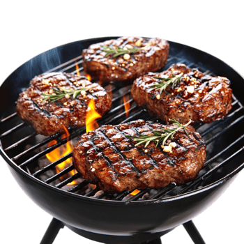 Grilled steaks symbolizing mouthwatering barbecues sizzling meat and the joy of outdoor cooking png
