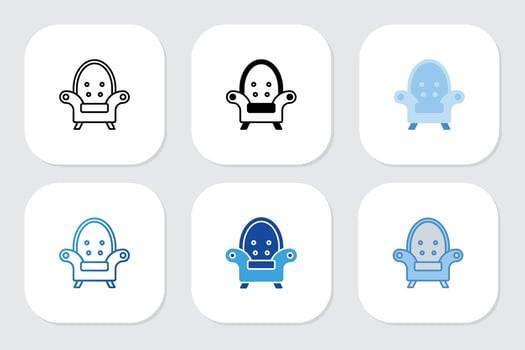 armchair icons with various design styles vector