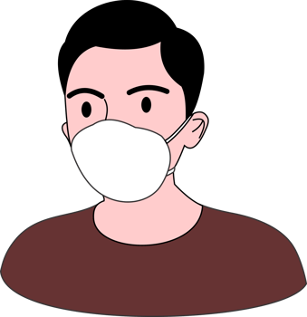 The man wear KN mask png