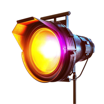 Spotlight on Stand with Yellow Light on Transparent Background png