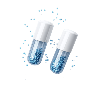 Two Capsules Filled With Small Blue Pellets png