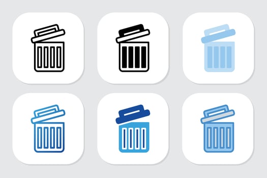 delete icons with various design styles vector