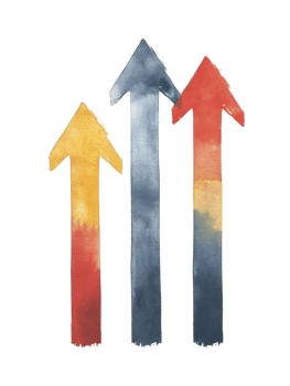 Abstract Watercolor Arrows Upward Trend, Growth, and Success Visualization png