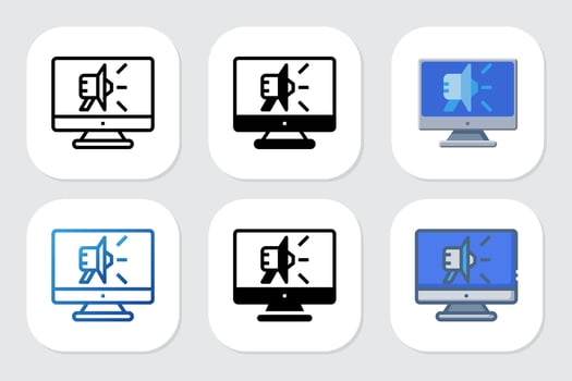 megaphone icon with various design styles vector