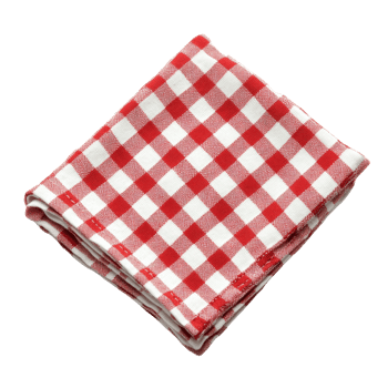 Red and white checkered cloth napkin folded neatly png