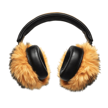 Cozy earmuffs with fluffy brown fur and a black headband designed to keep ears warm and comfortable in cold weather png