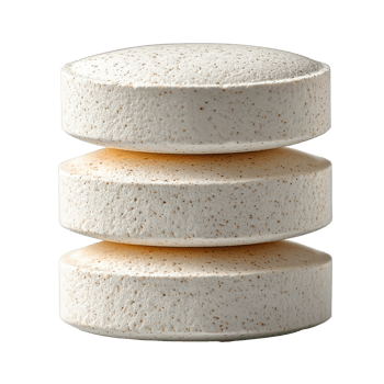 Three stacked white bath tablets with speckles placed on a flat surface for relaxation and wellness isolated on transparent background png