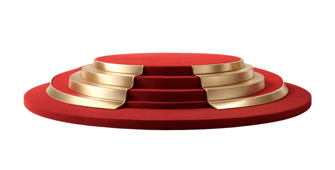 Elegant empty podium with red and gold design for product presentation png