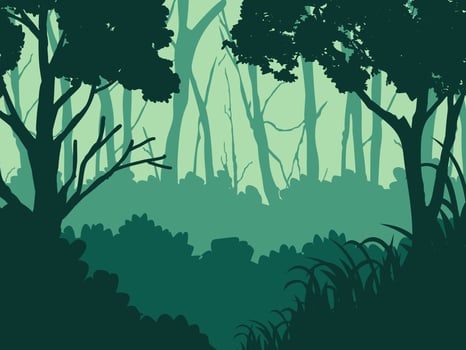 Silhouettes of a trees forest. vector
