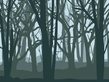 Black Branch Trees silhouettes set. vector