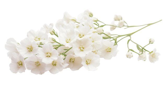 Delicate white flowers arranged beautifully showcasing their soft petals and fine details png