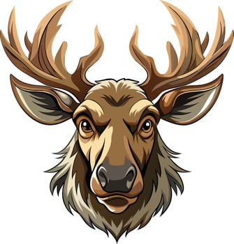Classic Moose Head Drawing Available on EPS File vector