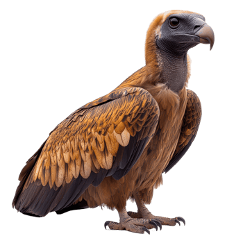 Vulture standing proudly with detailed plumage on display in natural setting during daytime isolated on transparent background png