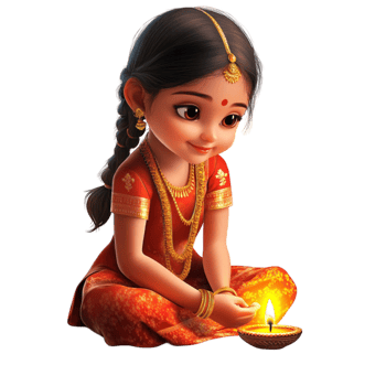 Traditional Indian Girl Sitting Gracefully in a Cultural Dress png
