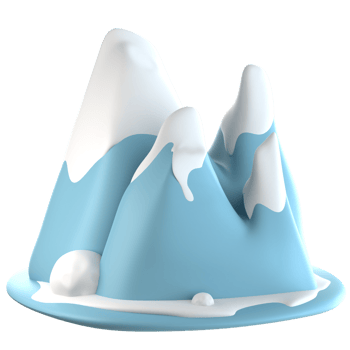 A cartoon mountain with snow on it png