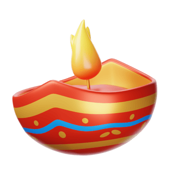 A colorful bowl with a candle in it png
