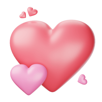 Two pink hearts are shown on a black background png