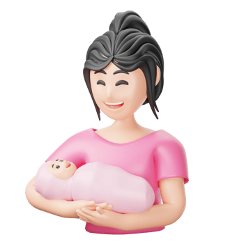 A woman holding a baby figurine png