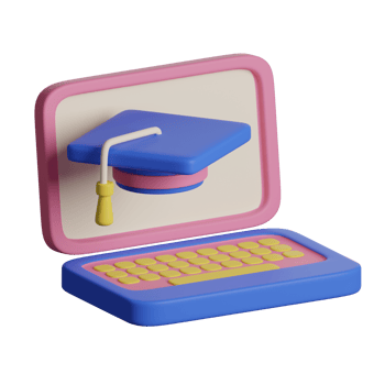 A laptop with a graduation hat on it png
