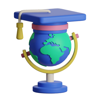 A globe with a graduation cap on top png