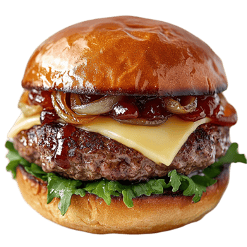 A hamburger with cheese and onions on it png