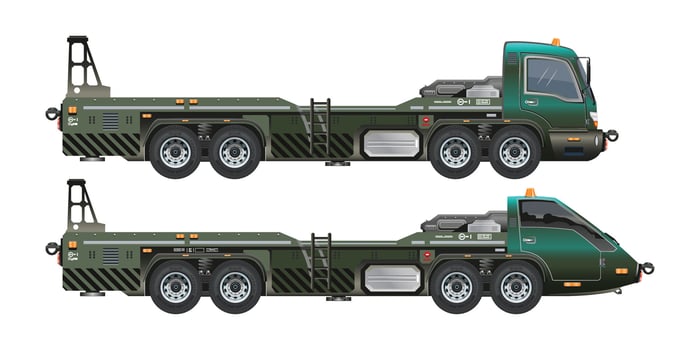 Military missile transport truck modern vehicle 3D illustration vector