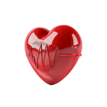 Red Heart with Heartbeat Graphic Representing Cardiology Health and Wellness png